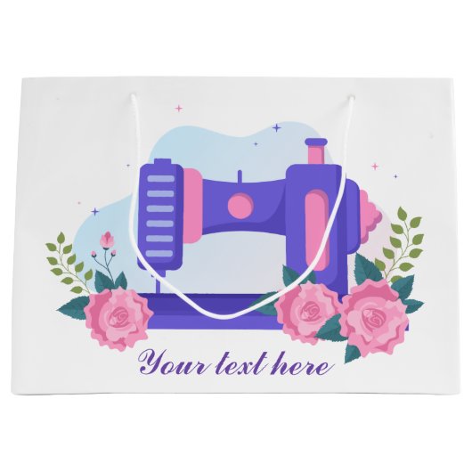 niedliche Nähliebhaber fügen Text hinzu Große Geschenktüte (Vorderseite)