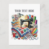 Niedliche Nähliebhaber fügen Text hinzu Postkarte (Vorderseite)