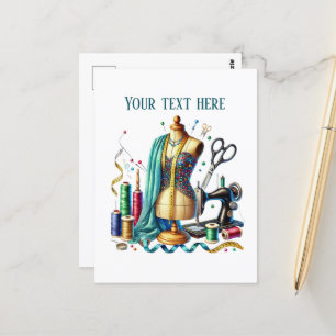 Niedliche Nähliebhaber fügen Text hinzu Postkarte
