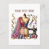 Niedliche Nähliebhaber fügen Text hinzu Postkarte (Vorderseite)