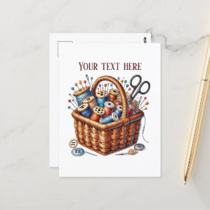 Niedliche Nähliebhaber fügen Text hinzu Postkarte