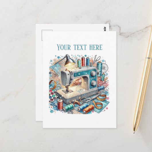 Niedliche Nähliebhaber fügen Text hinzu Postkarte (Vorderseite/Rückseite Beispiel)