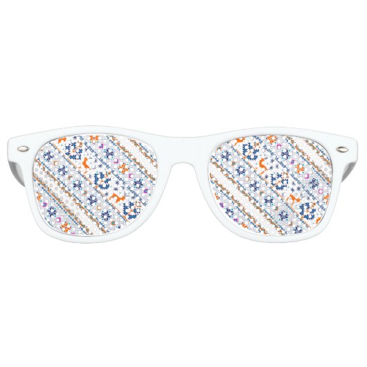 Niedliche, nahtlose Weihnachtsschmuckmuster Partybrille (Vorderseite)