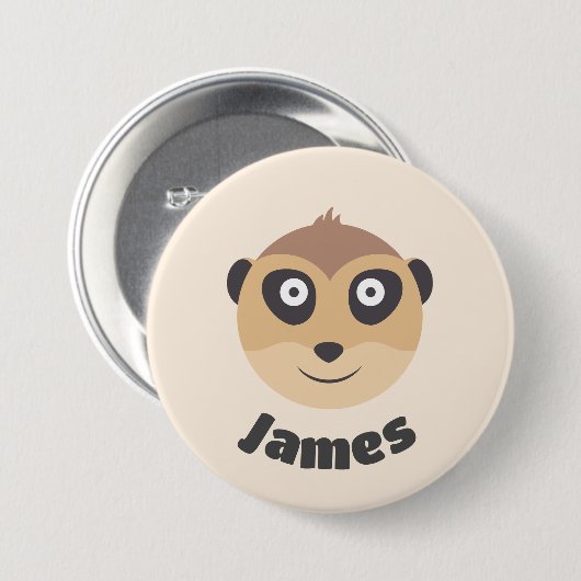 Niedliche Namensmarke mit Erdmännchen Button (Vorne & Hinten)