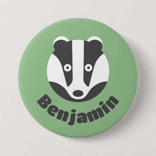 Niedliche Namensmarke mit grünem Hintergrund Dachs Button (Vorderseite)