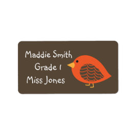 Niedliche Namensschilder für Girl-Orange-Vögel Adressaufkleber
