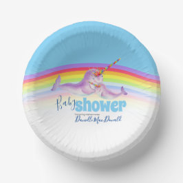 Niedliche Narwal Mutter Baby Blue Regenbogenbaby D Pappteller