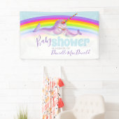 Niedliche Narwal Mutter und Baby Regenbogenbaby Du Banner (Insitu)