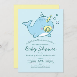 Niedliche Narwhal Baby Shower Kawaii Einladung