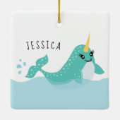 Niedliche Narwhal Girls Keramikornament (Rückseite)
