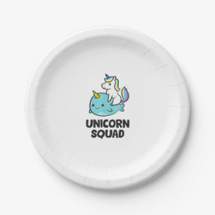 Niedliche Narwhal Unicorn Squad Funny Unicorn und  Pappteller