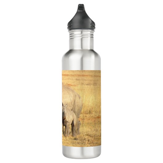 Niedliche Nashörner in Afrika Edelstahlflasche (Rechts)