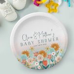 Niedliche Natur Floral Botanical Girls Babydusche Pappteller<br><div class="desc">Dieses niedliche und elegante Baby-Duschpapier-Plattendesign zeichnet sich durch eine botanische Wildblume aus und kann mit den Namen der Eltern und dem Datum Ihres Party personalisiert werden. Die perfekte Blumenlandschaft neben der Babydusche Ihres Paares.</div>