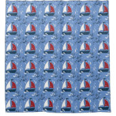 Niedliche Nautic Sailboat Pattern Kinder Duschvorhang (Vorderseite)
