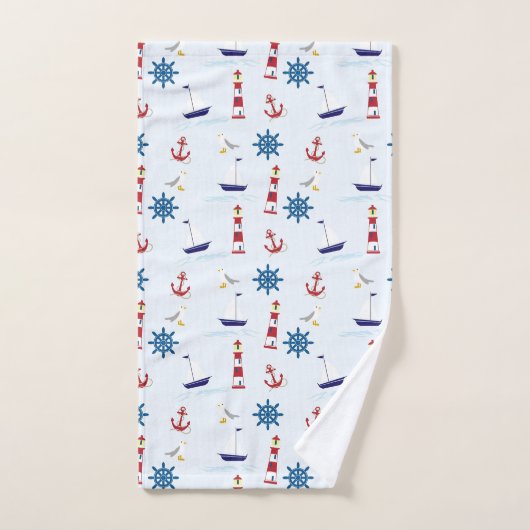 Niedliche Nautic Sailing Pattern Kids Badhandtuch Set (Handtuch)
