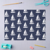 Niedliche Nautic White Sailboote Navy Blue Seidenpapier (Basteln)