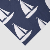Niedliche Nautic White Sailboote Navy Blue Seidenpapier (Detail)