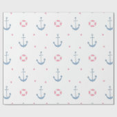 Niedliche Nautical Anchor Blue Baby Dusche Geschenkpapier (Flach)
