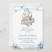 Niedliche Nautical Elephant Ahoy Es ist eine Baby- Einladung (Vorderseite)