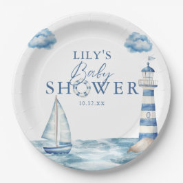 Niedliche Nautical Ocean Baby-Dusche Pappteller