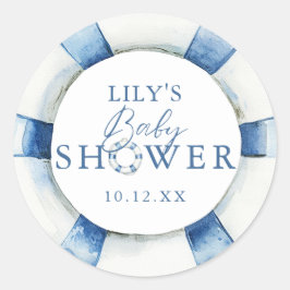 Niedliche Nautical Ocean Lifebuoy Baby Dusche Gefa Runder Aufkleber