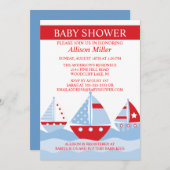 Niedliche Nautical SAILBOATS Boy Baby Dusche Einladung (Vorne/Hinten)