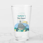 Niedliche Nautical Whale Octopus Green Baby Dusche Glas (Rückseite)