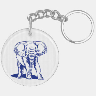 Niedliche Navy Blue Elephant Line Zeichnend Schlüsselanhänger
