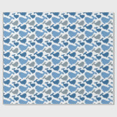 Niedliche Navy-Blue-Grauwal-Kinder Geschenkpapier (Flach)