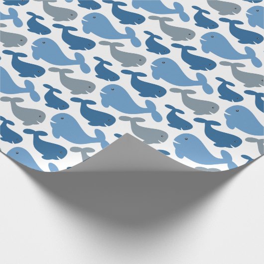 Niedliche Navy-Blue-Grauwal-Kinder Geschenkpapier (Ecke)