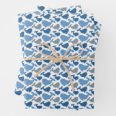 Niedliche Navy-Blue-Grauwal-Kinder Geschenkpapier Set (Beispiel)