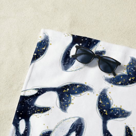 Niedliche Navy Blue Orca Whale Personalisierte Kin Strandtuch (Beispiel)