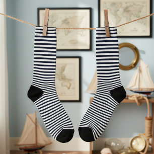 Niedliche Navy Blue und White Strick Socken