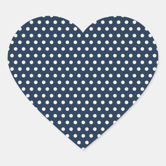 Niedliche Navy Blue White Little Polka Dots Gesche Herz-Aufkleber (Vorderseite)