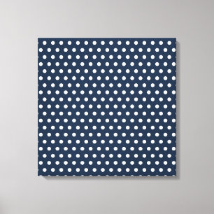Niedliche Navy Blue White Little Polka Dots Gesche Leinwanddruck