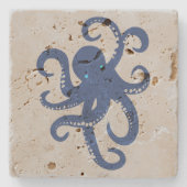 Niedliche Navy-Octopus-Illustration Steinuntersetzer (Vorderseite)