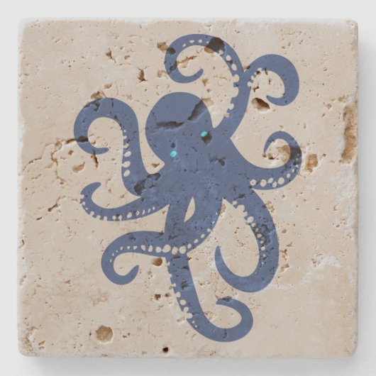 Niedliche Navy-Octopus-Illustration Steinuntersetzer (Vorderseite)