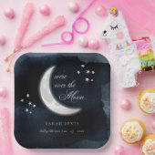 Niedliche Navy über dem Mond glühende SternenBaby- Pappteller (Party)