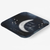 Niedliche Navy über dem Mond glühende SternenBaby- Pappteller (Gewinkelt)