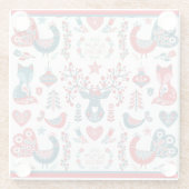 Niedliche Navy und Rote Weihnachtskunst Glasuntersetzer (Rückseite)