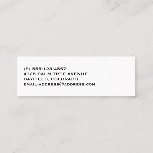 Niedliche Neigung im Wasser nach unten Mini Visitenkarte (Rückseite)