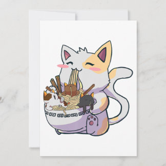 Niedliche Neko Katze mit Ramen Noodles Bowl Anime Ankündigung