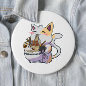 Niedliche Neko Katze mit Ramen Noodles Bowl Anime  Button (Beispiel)
