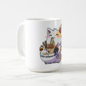 Niedliche Neko Katze mit Ramen Noodles Bowl Anime  Kaffeetasse (Vorderseite Links)