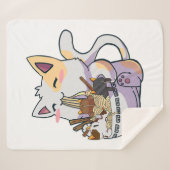 Niedliche Neko Katze mit Ramen Noodles Bowl Anime Sherpadecke (Vorderseite (Horizontal))