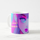 Niedliche Neon Anime Girl Kaffee Tasse (Vorderseite Links)