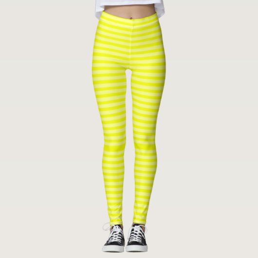 Niedliche Neon Banana Creme Swirl Schwarze Streife Leggings (Vorderseite)