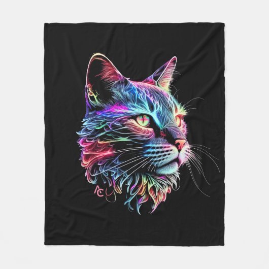 Niedliche Neon Cat Fleecedecke (Vorderseite)