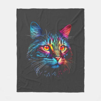 Niedliche Neon Cat Fleecedecke