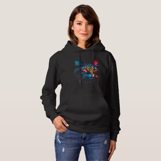 Niedliche Neon Cat Hoodie (Vorne ganz)